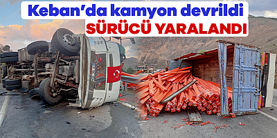 Keban'da kamyon devrildi: 1 yaralı